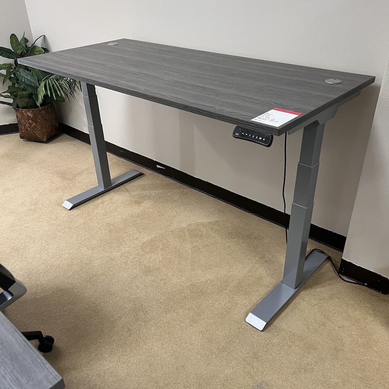 66″ x 30″ Grey Laminate Height Adjustable Programmable Electric Standing Desk Office Furniture Liquidations