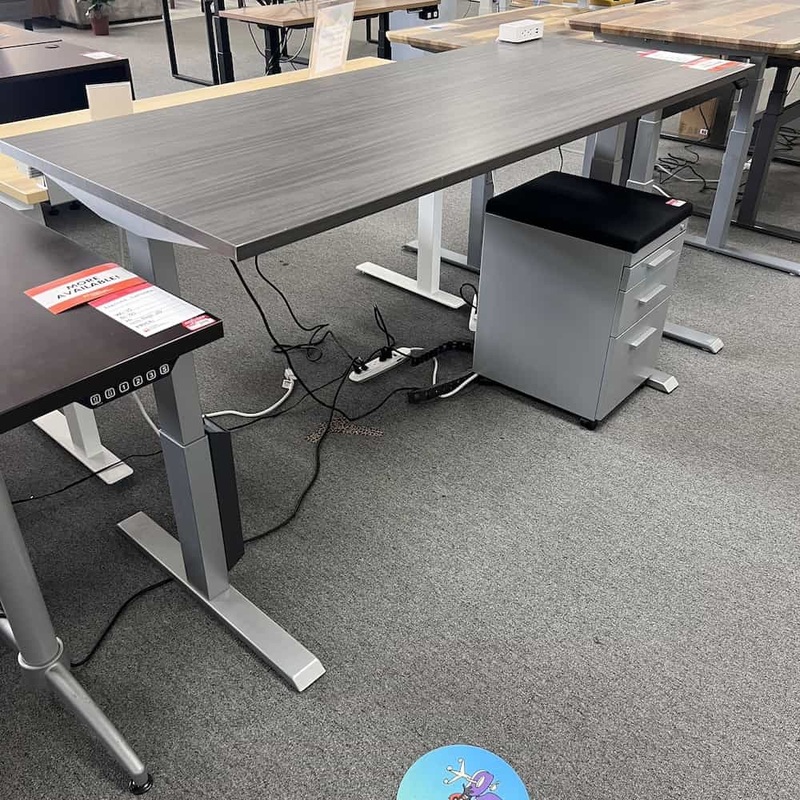 70″ x 29″ Steelcase Grey Laminate Height Adjustable Electric Standing Desk Office Furniture Liquidations