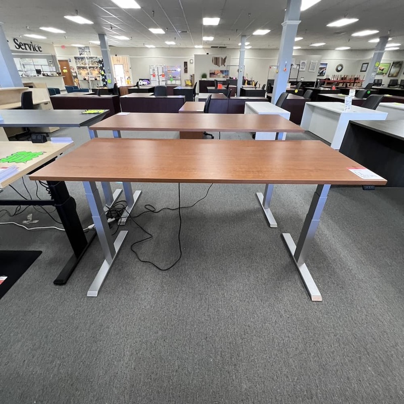 70″ x 29″ Steelcase Turnstone Cherry Laminate Height Adjustable Electric Standing Desk Office Furniture Liquidations