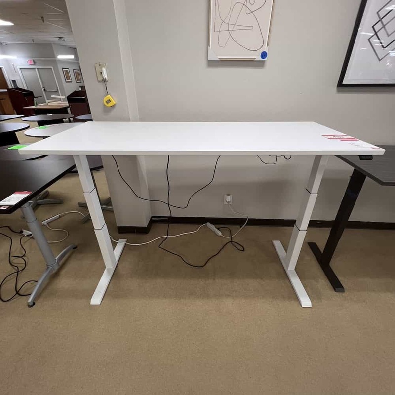 70″ x 29″ Steelcase White Laminate Height Adjustable Electric Standing Desk Office Furniture Liquidations