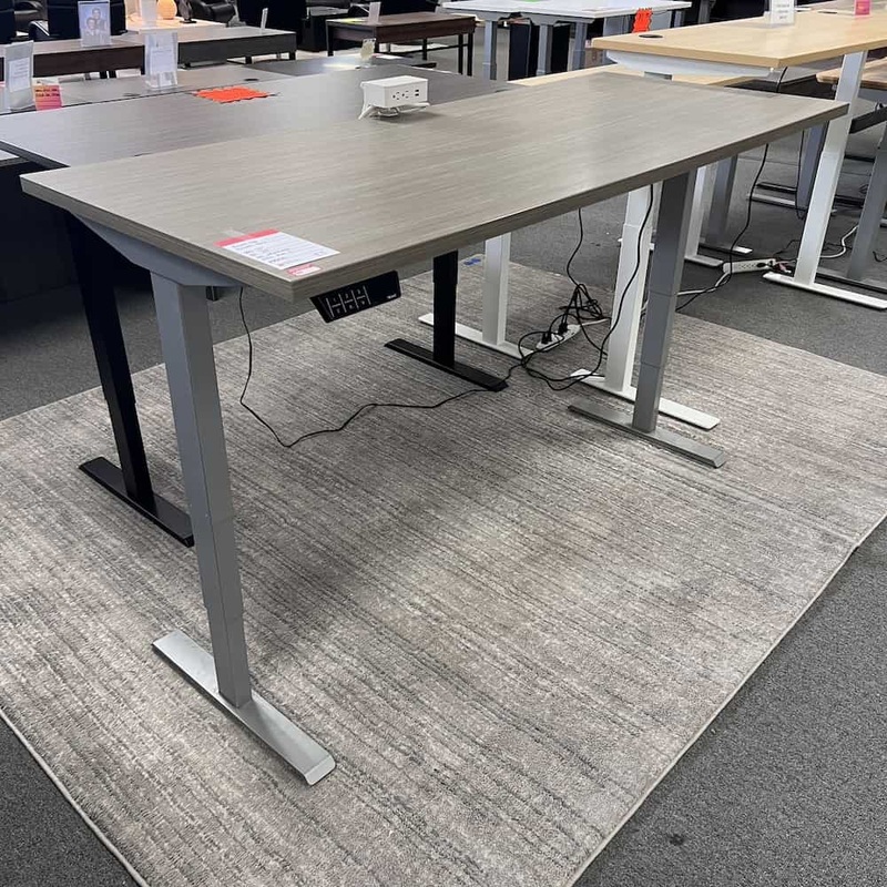 70″ x 30″ Knoll Grey Ash Height Adjustable Electric Standing Desk Office Furniture Liquidations