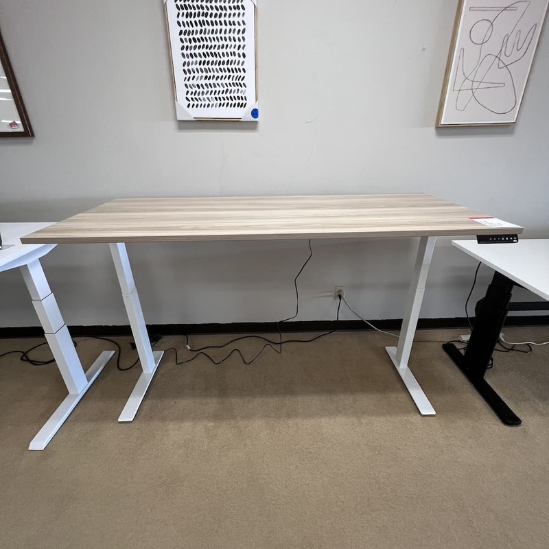 72″ x 30″ American Elm and White Height Adjustable Programmable Electric Standing Desk Office Furniture Liquidations