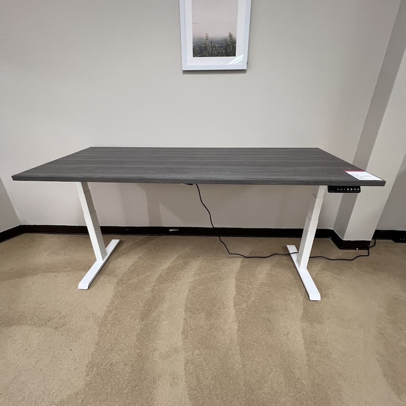 72″ x 30″ Grey and White Height Adjustable Programmable Electric Standing Desk Office Furniture Liquidations