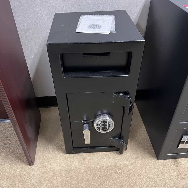 Dark Grey SecuRAM SafeLogic Basic Single Door Depository Safe, Digital Lock Office Furniture Liquidations