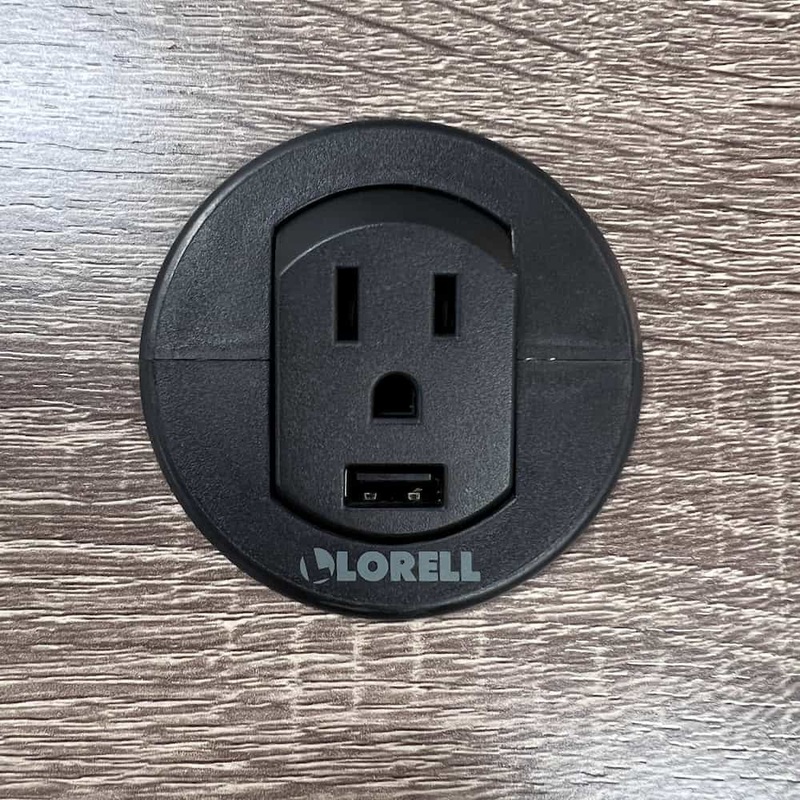 Lorell Black Desk Power Plug Grommet Mount with USB Office Furniture Liquidations
