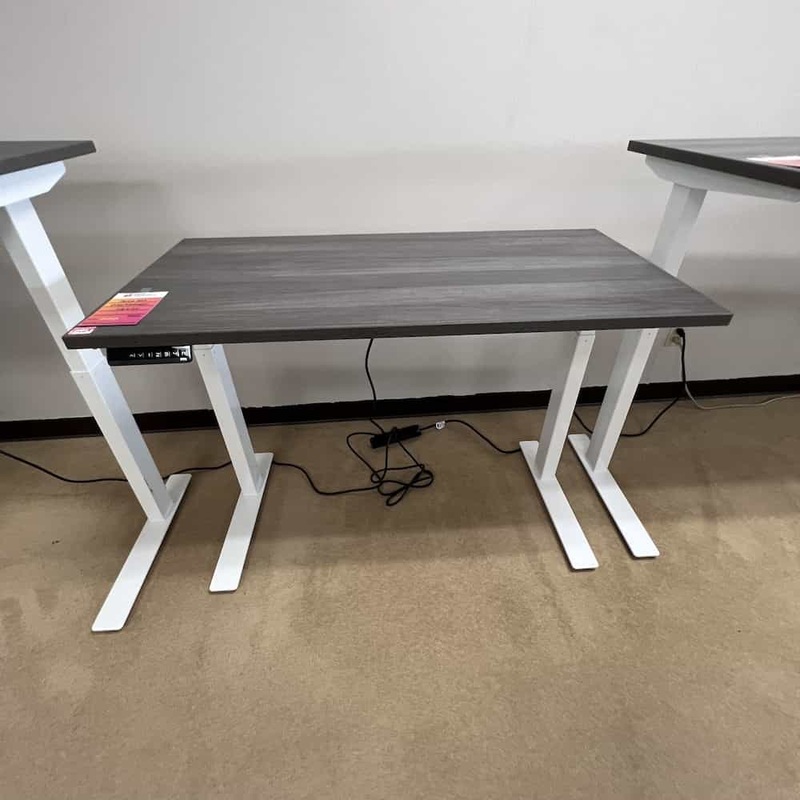 OPEN BOX 48″ x 24″ Grey and White Height Adjustable Programmable Electric Standing Desk Office Furniture Liquidations