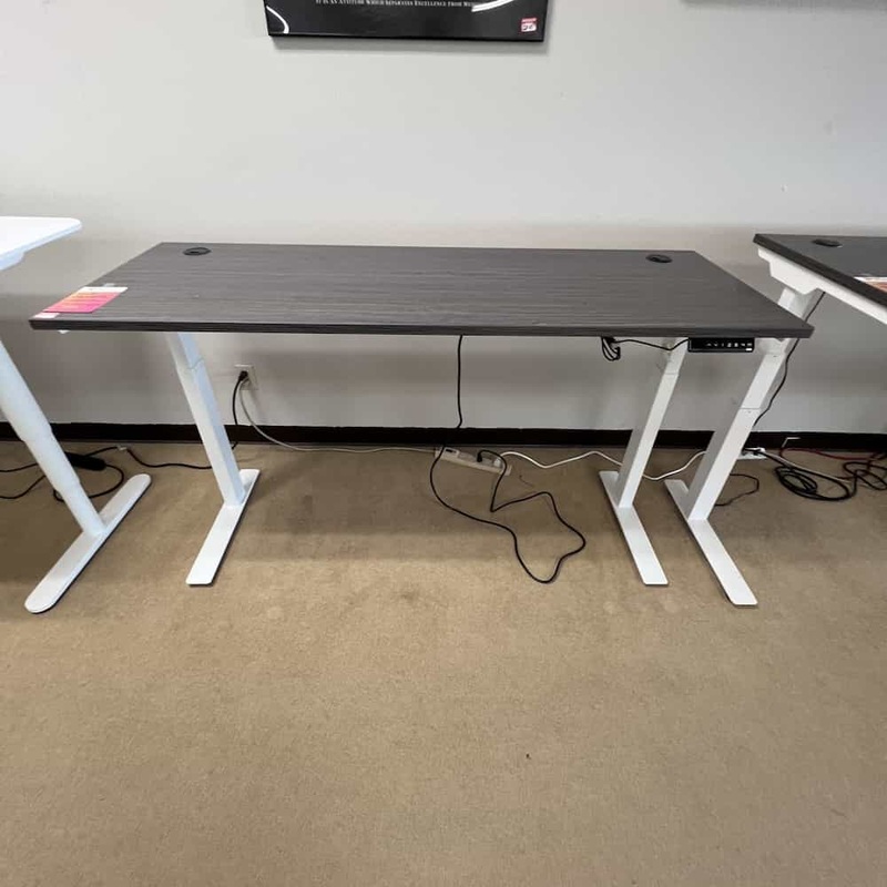 OPEN BOX 66″ x 24″ Grey and White Height Adjustable Programmable Electric Standing Desk Office Furniture Liquidations