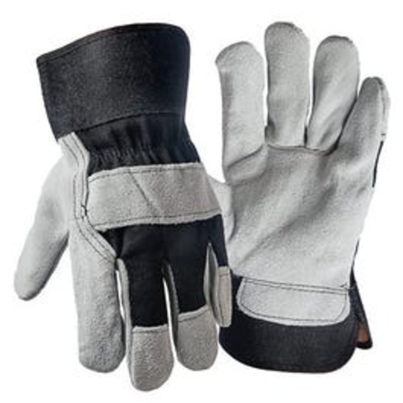 Work Gloves, Pigskin Leather Palm, Cotton Back, Men’s XL