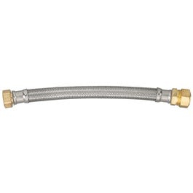 Water Heater Connector, Lead-Free, Braided Stainless Steel, 7/8 Compression x 3/4 FIP x 18-In.