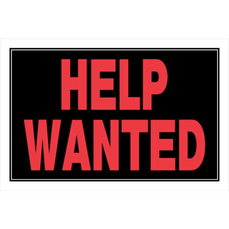 Hillman Help Wanted Sign Black and Red (8″ x 12″)