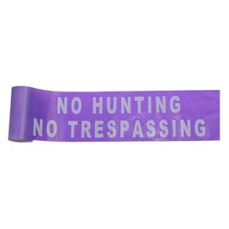 Barricade Tape, “No Hunting, No Trespassing,” Purple, 6-In. x 100-Ft.