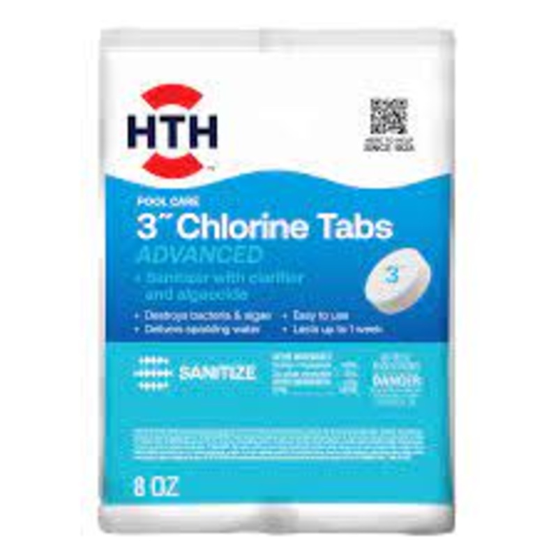 HTH Pool Care 3″ Chlorine Tabs Advanced 8 Oz.