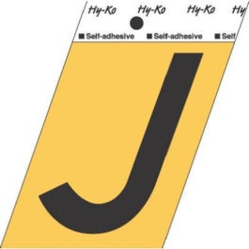 Address Letters, “J”, Black/Gold Aluminum, Adhesive, 3.5-In.