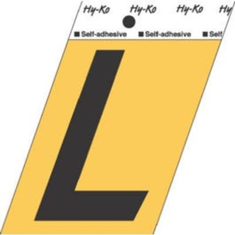 Address Letters, “L”, Black/Gold Aluminum, Adhesive, 3.5-In.