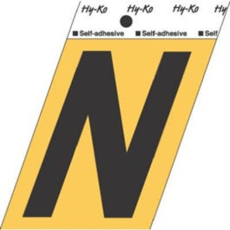 Address Letters, “N”, Black/Gold Aluminum, Adhesive, 3.5-In.