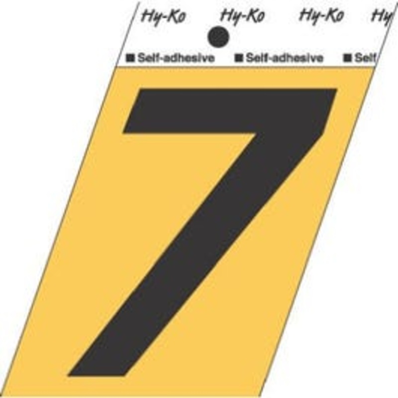 Address Numbers, “7”, Angle-Cut, Black & Gold Adhesive, 3.5-In.