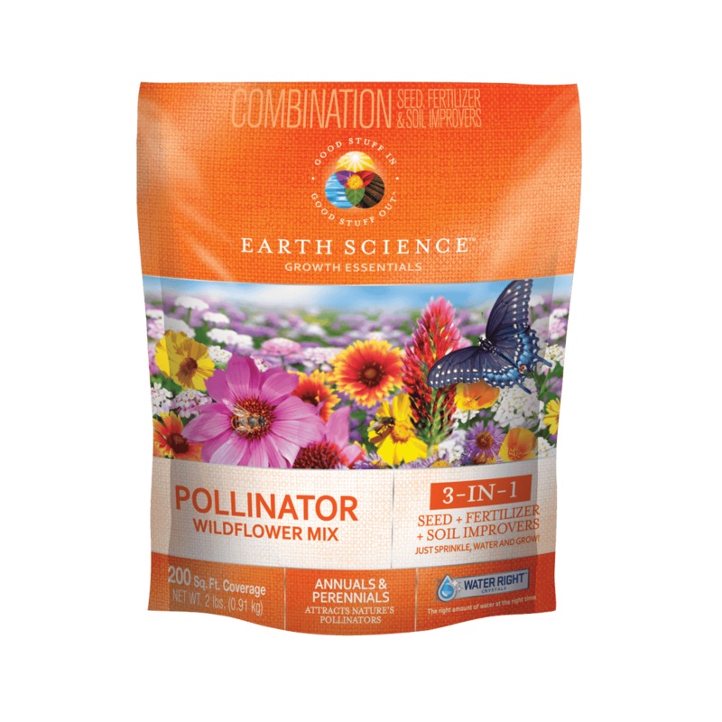 Earth Science 2 lbs. Pollinator All-In-One Wildflower Mix with Seed, Plant Food