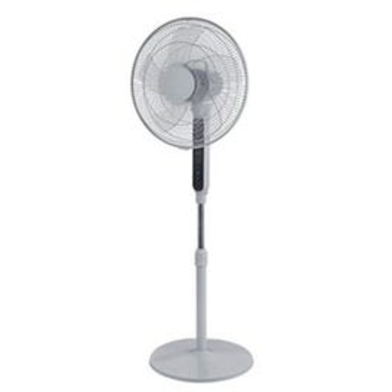 Programmable Stand Fan With Remote, White, 16-In.